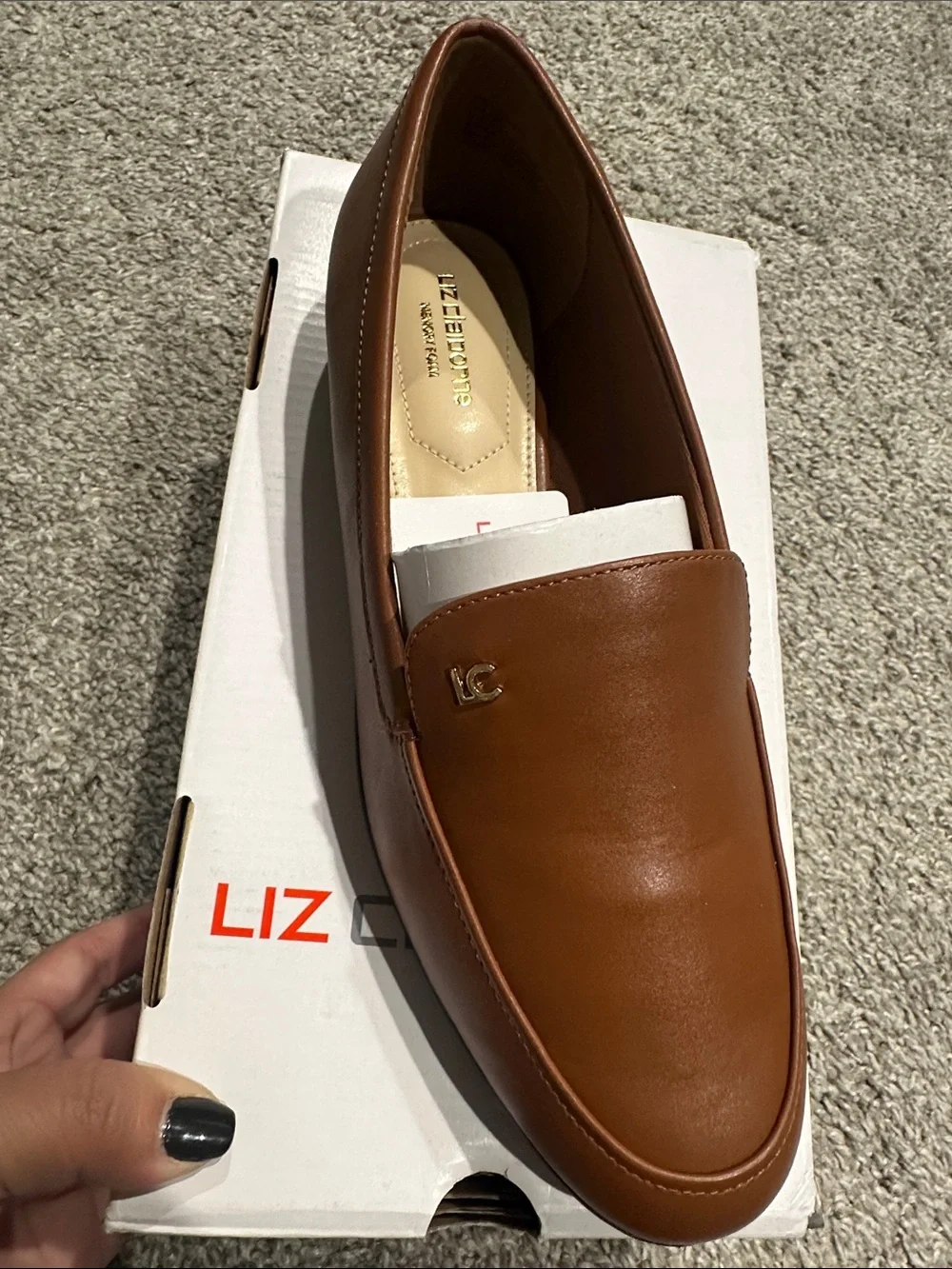 Liz Claiborne Cognac Brown Leather Slip-On LoaferNWT 7W